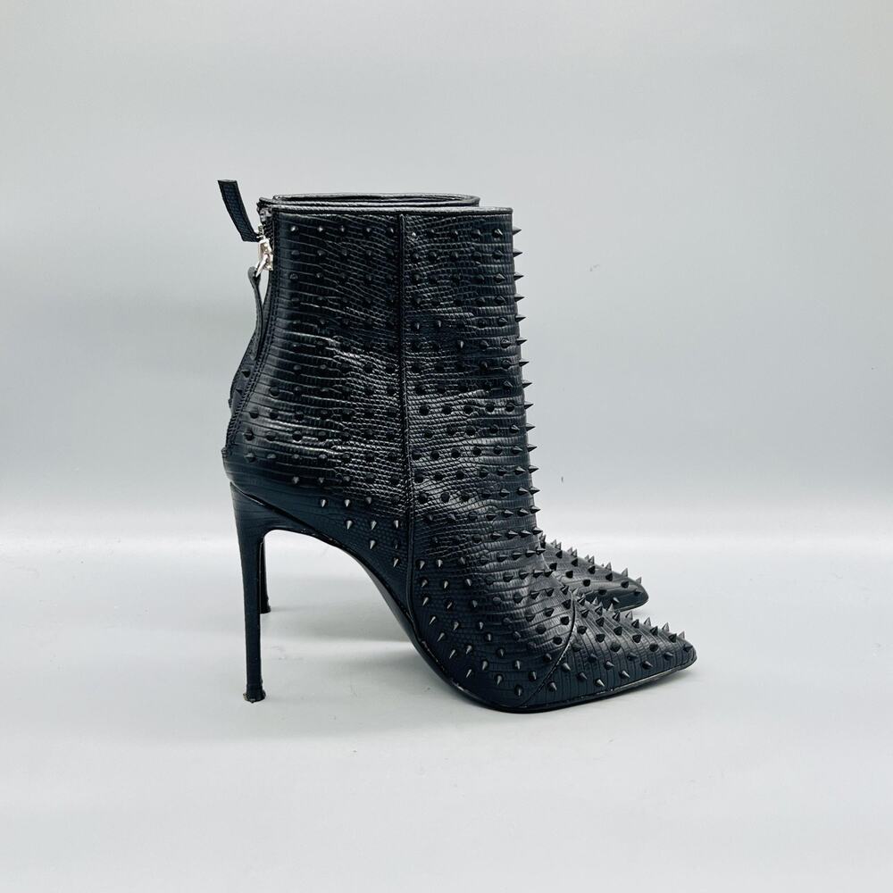 Steve Madden Boots Women 7.5 Black Studded Ankle Zip Stiletto Heel Booties Shoes